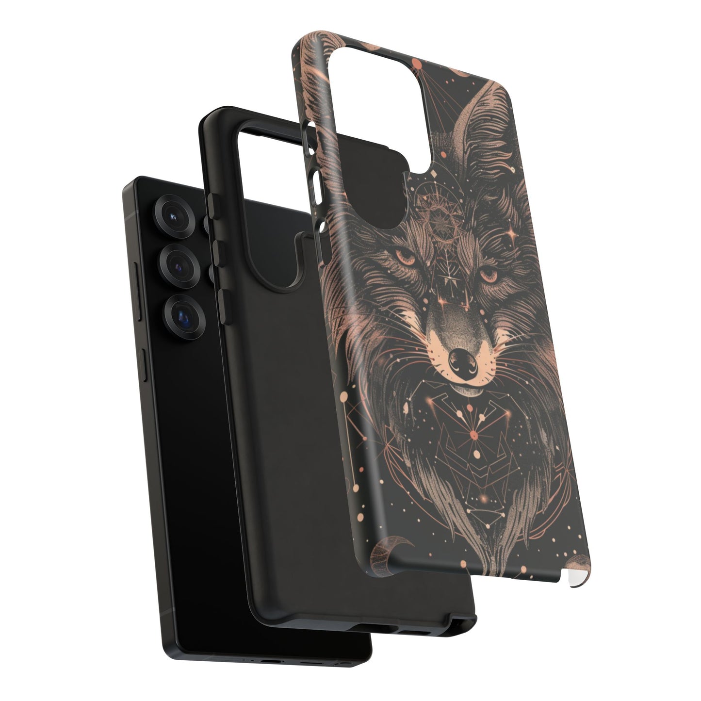 Wolf Phone Case, Tough Cases for Animal Lovers, Unique Gift, Boho Style, Nature Phone Cover, Galaxy Design, Therian
