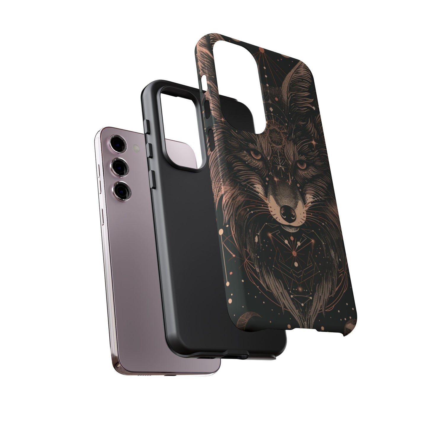 Wolf Phone Case, Tough Cases for Animal Lovers, Unique Gift, Boho Style, Nature Phone Cover, Galaxy Design, Therian