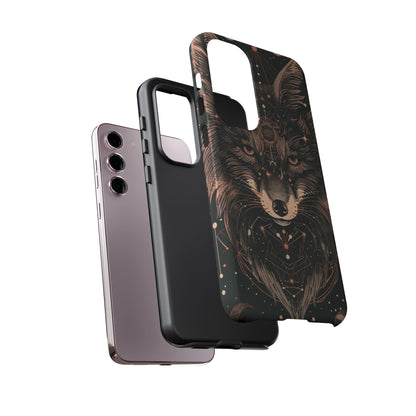 Wolf Phone Case, Tough Cases for Animal Lovers, Unique Gift, Boho Style, Nature Phone Cover, Galaxy Design, Therian