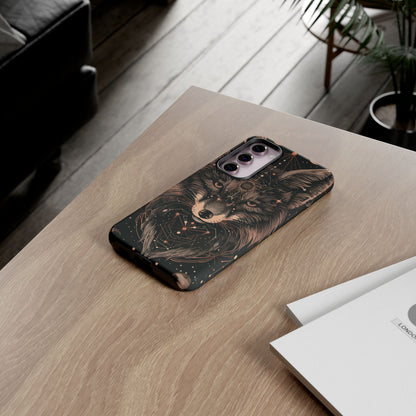 Wolf Phone Case, Tough Cases for Animal Lovers, Unique Gift, Boho Style, Nature Phone Cover, Galaxy Design, Therian