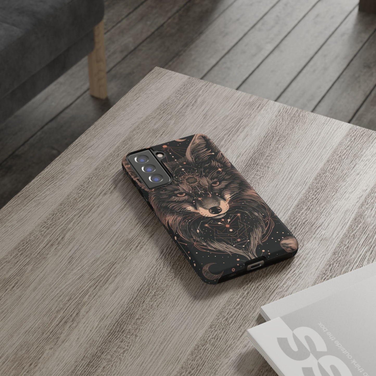Wolf Phone Case, Tough Cases for Animal Lovers, Unique Gift, Boho Style, Nature Phone Cover, Galaxy Design, Therian