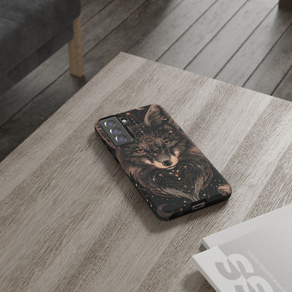 Wolf Phone Case, Tough Cases for Animal Lovers, Unique Gift, Boho Style, Nature Phone Cover, Galaxy Design, Therian