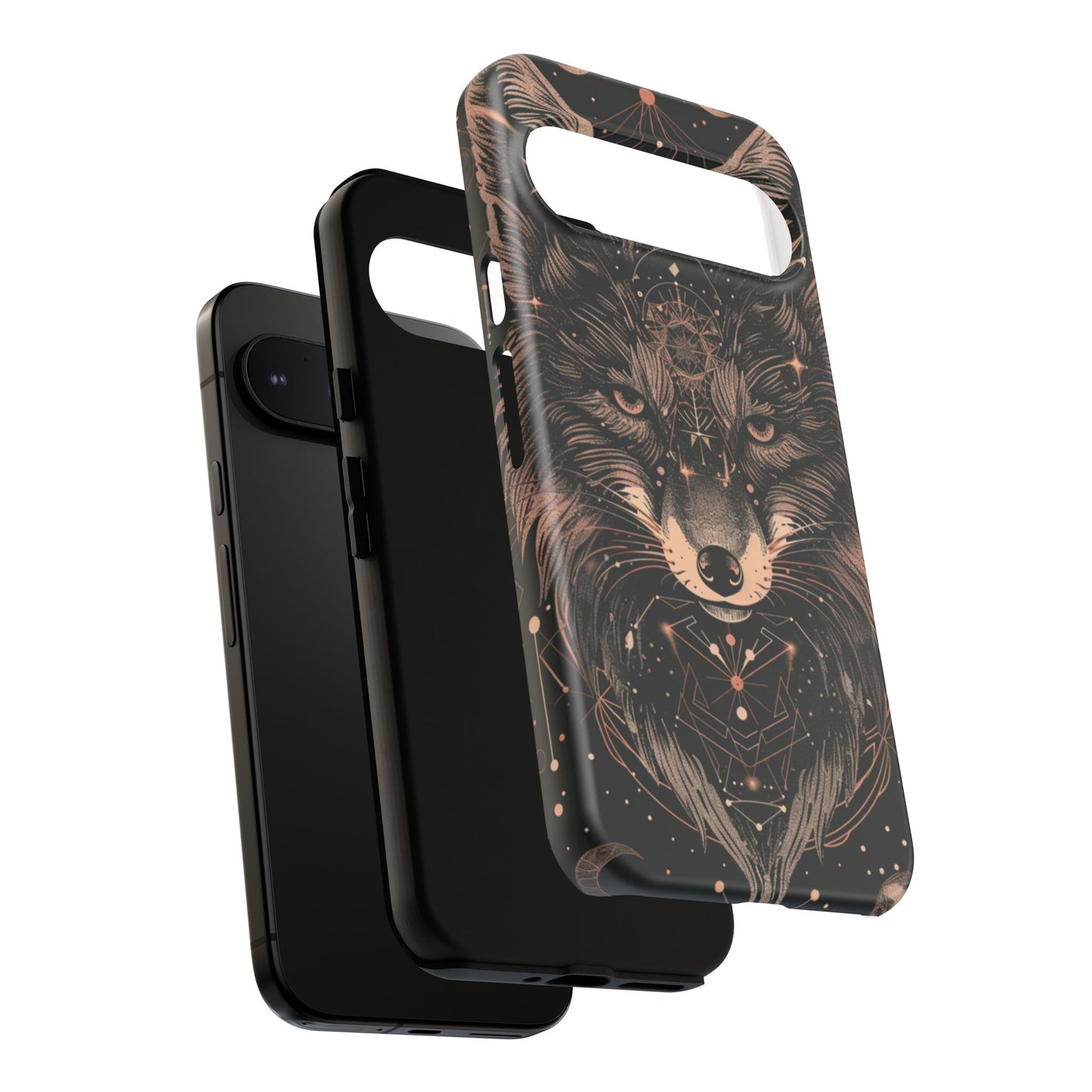 Wolf Phone Case, Tough Cases for Animal Lovers, Unique Gift, Boho Style, Nature Phone Cover, Galaxy Design, Therian