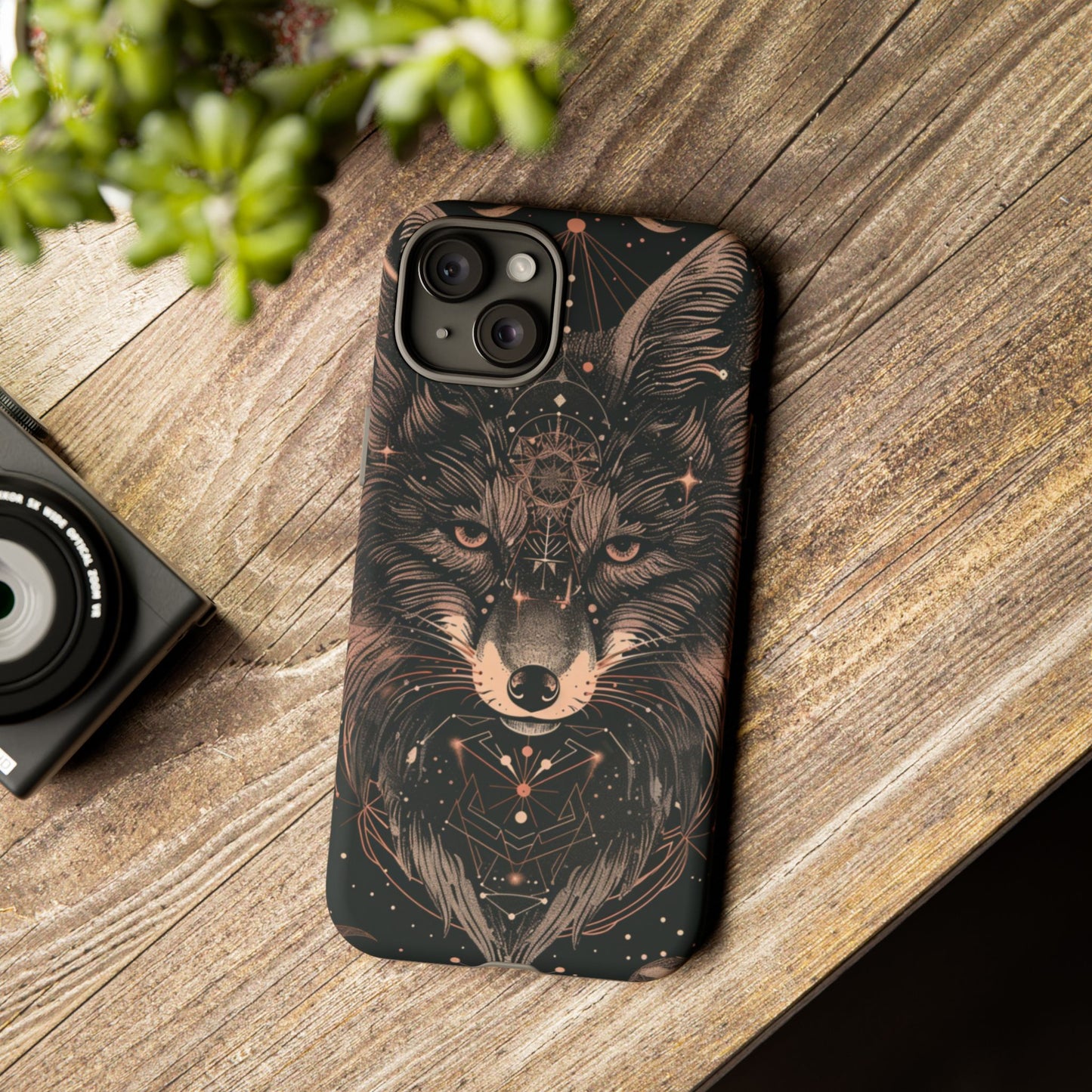 Wolf Phone Case, Tough Cases for Animal Lovers, Unique Gift, Boho Style, Nature Phone Cover, Galaxy Design, Therian
