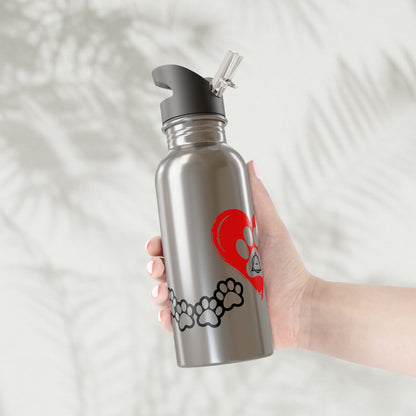Therian Gear, Water Bottle, therian symbol in a heart design - Stainless Steel Tumbler, Cup with Straw, 20oz