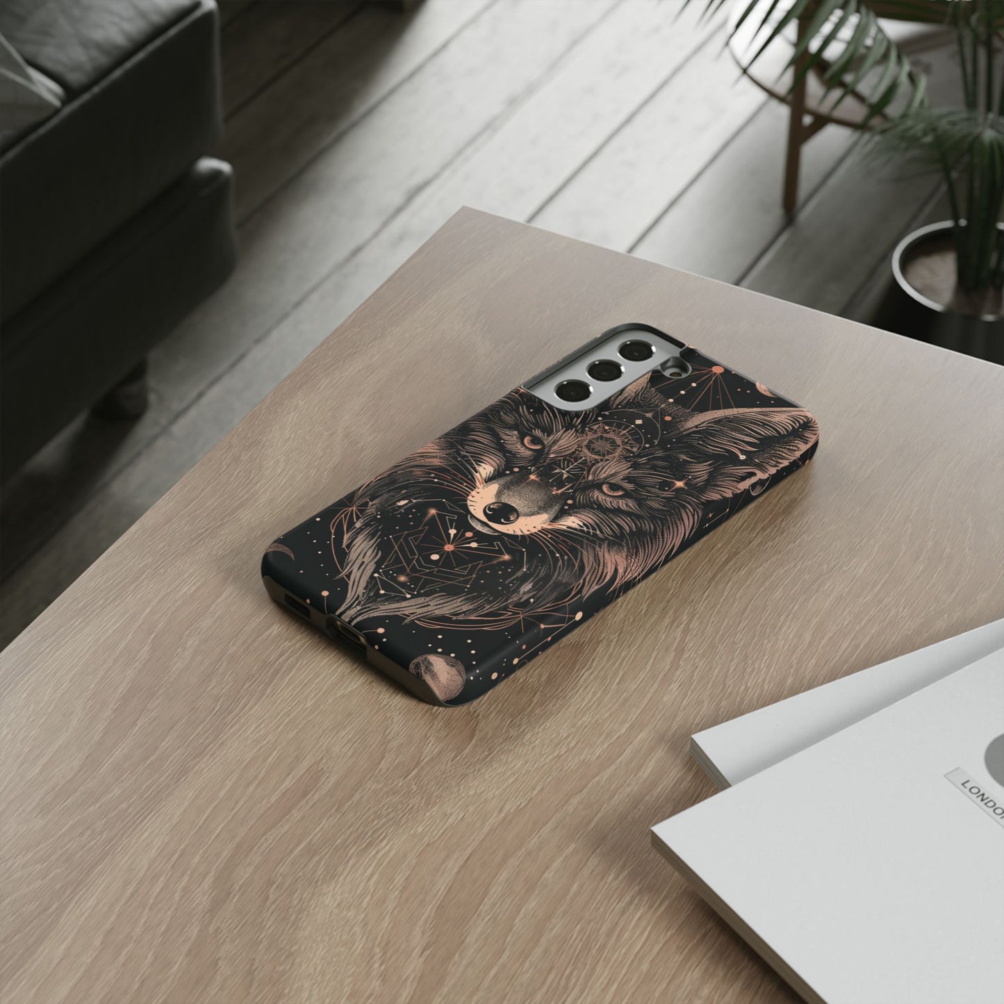 Wolf Phone Case, Tough Cases for Animal Lovers, Unique Gift, Boho Style, Nature Phone Cover, Galaxy Design, Therian