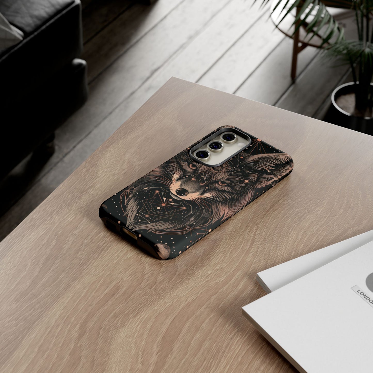 Wolf Phone Case, Tough Cases for Animal Lovers, Unique Gift, Boho Style, Nature Phone Cover, Galaxy Design, Therian