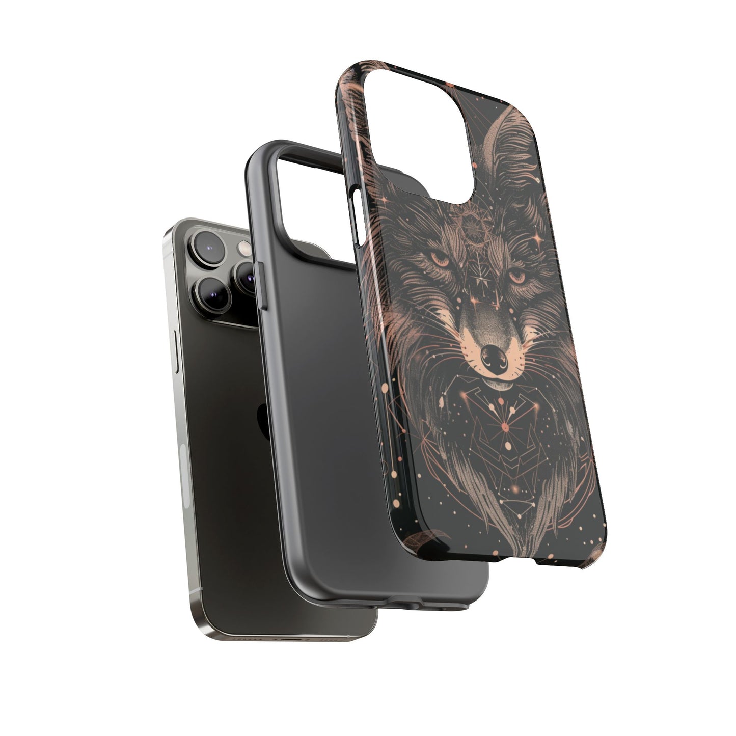 Wolf Phone Case, Tough Cases for Animal Lovers, Unique Gift, Boho Style, Nature Phone Cover, Galaxy Design, Therian