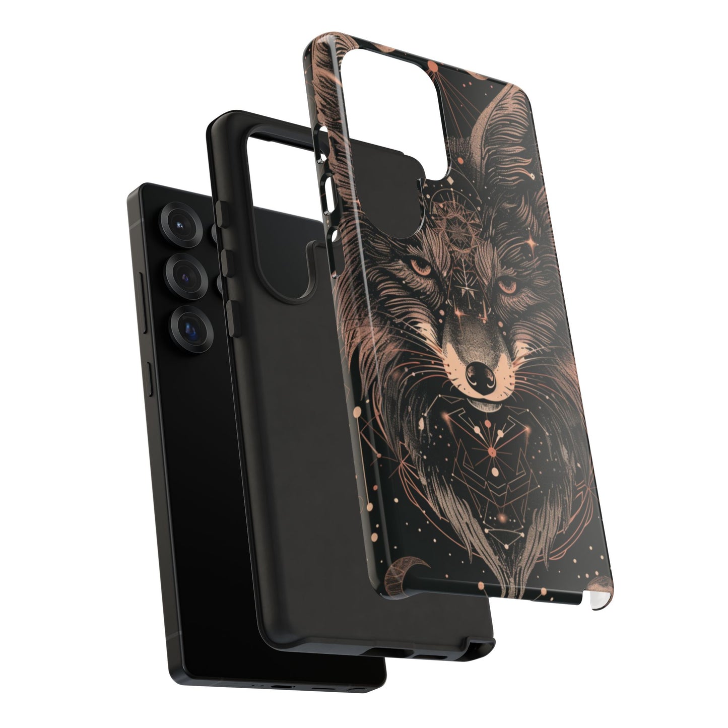 Wolf Phone Case, Tough Cases for Animal Lovers, Unique Gift, Boho Style, Nature Phone Cover, Galaxy Design, Therian