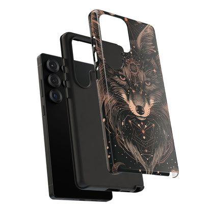 Wolf Phone Case, Tough Cases for Animal Lovers, Unique Gift, Boho Style, Nature Phone Cover, Galaxy Design, Therian
