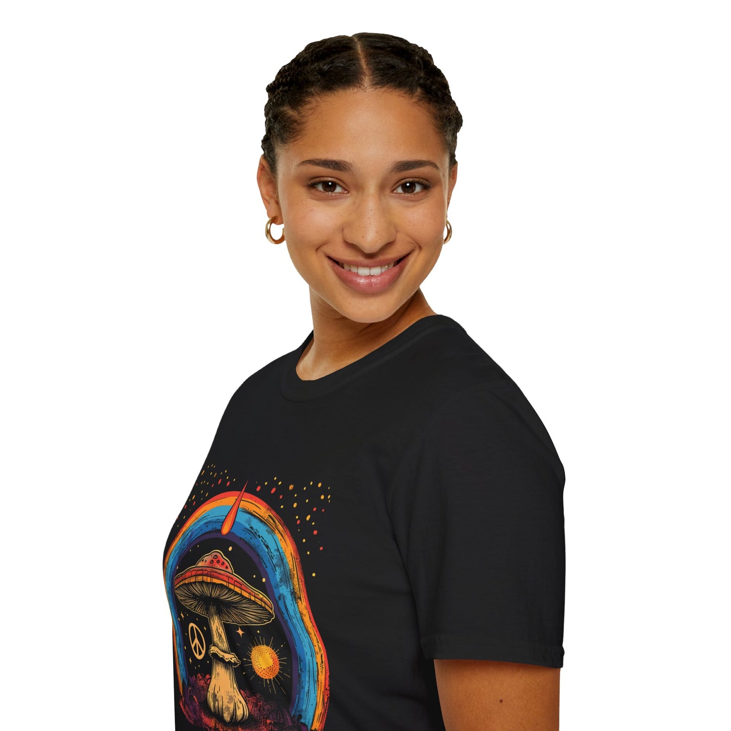 Vintage Inspired Shirt, Psychedelic Mushroom Peace T-Shirt, Unisex Tee, Bohemian Style Apparel, Festival Outfit, Gift