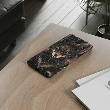 Wolf Phone Case, Tough Cases for Animal Lovers, Unique Gift, Boho Style, Nature Phone Cover, Galaxy Design, Therian