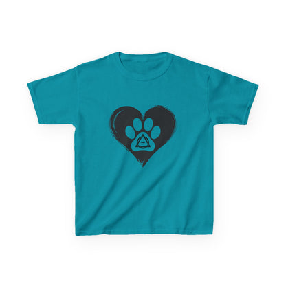Therian Gear, Kids Tee, Therian Delta Symbol Paw Print Heart Design - Children's T-Shirt, Kid's Shirt, Youth Top, Cute Tee