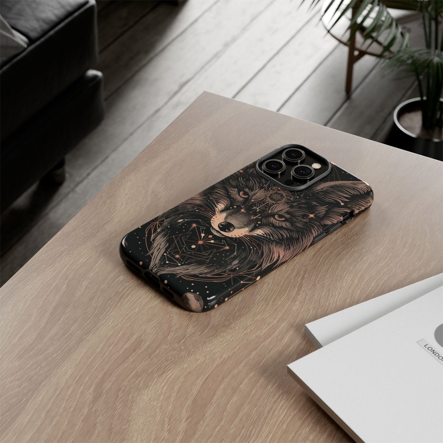 Wolf Phone Case, Tough Cases for Animal Lovers, Unique Gift, Boho Style, Nature Phone Cover, Galaxy Design, Therian