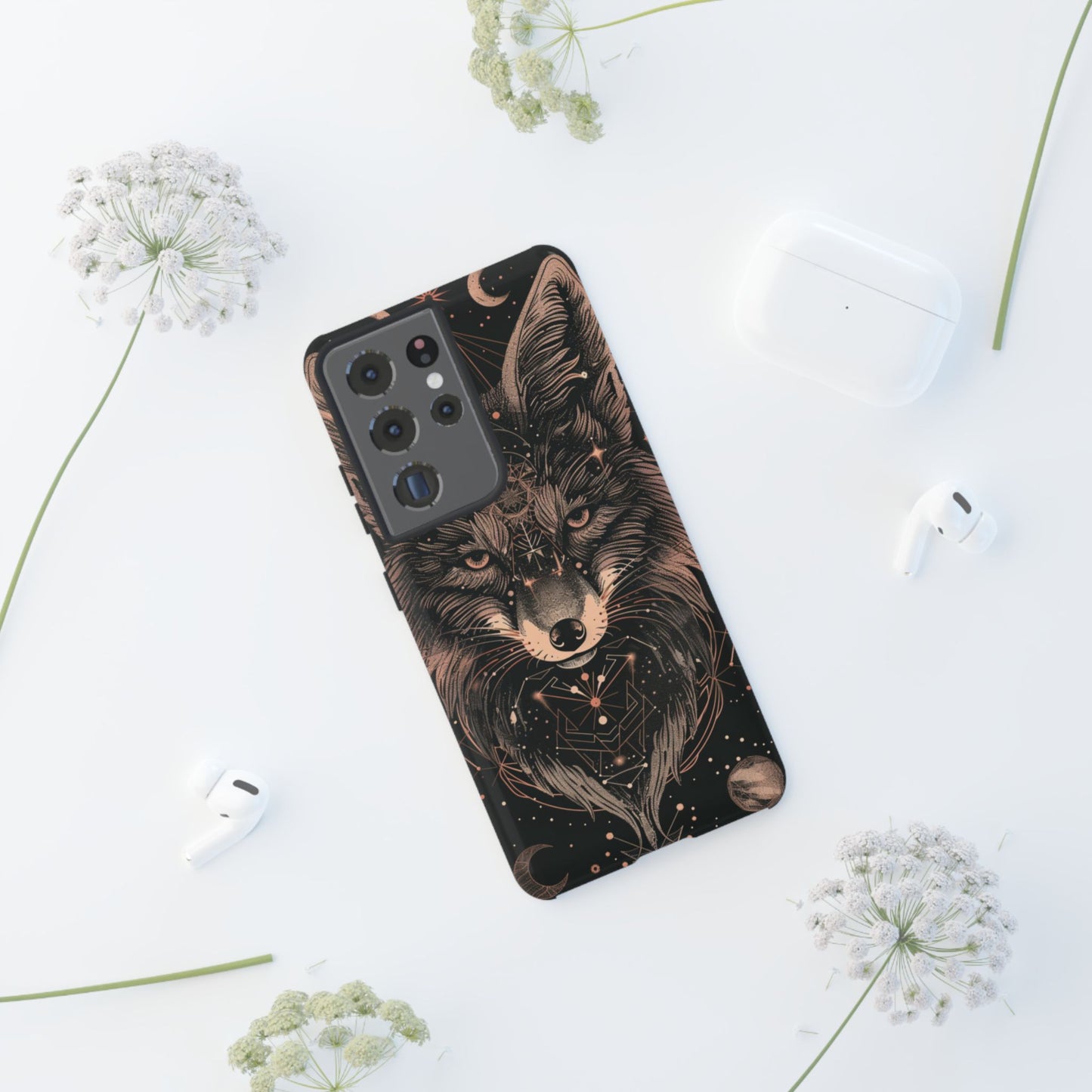Wolf Phone Case, Tough Cases for Animal Lovers, Unique Gift, Boho Style, Nature Phone Cover, Galaxy Design, Therian