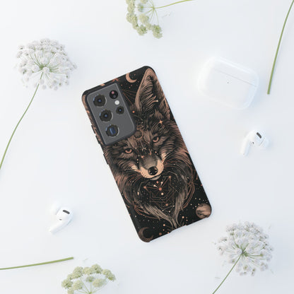 Wolf Phone Case, Tough Cases for Animal Lovers, Unique Gift, Boho Style, Nature Phone Cover, Galaxy Design, Therian