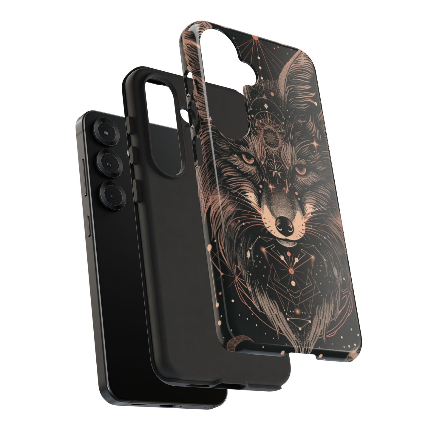 Wolf Phone Case, Tough Cases for Animal Lovers, Unique Gift, Boho Style, Nature Phone Cover, Galaxy Design, Therian