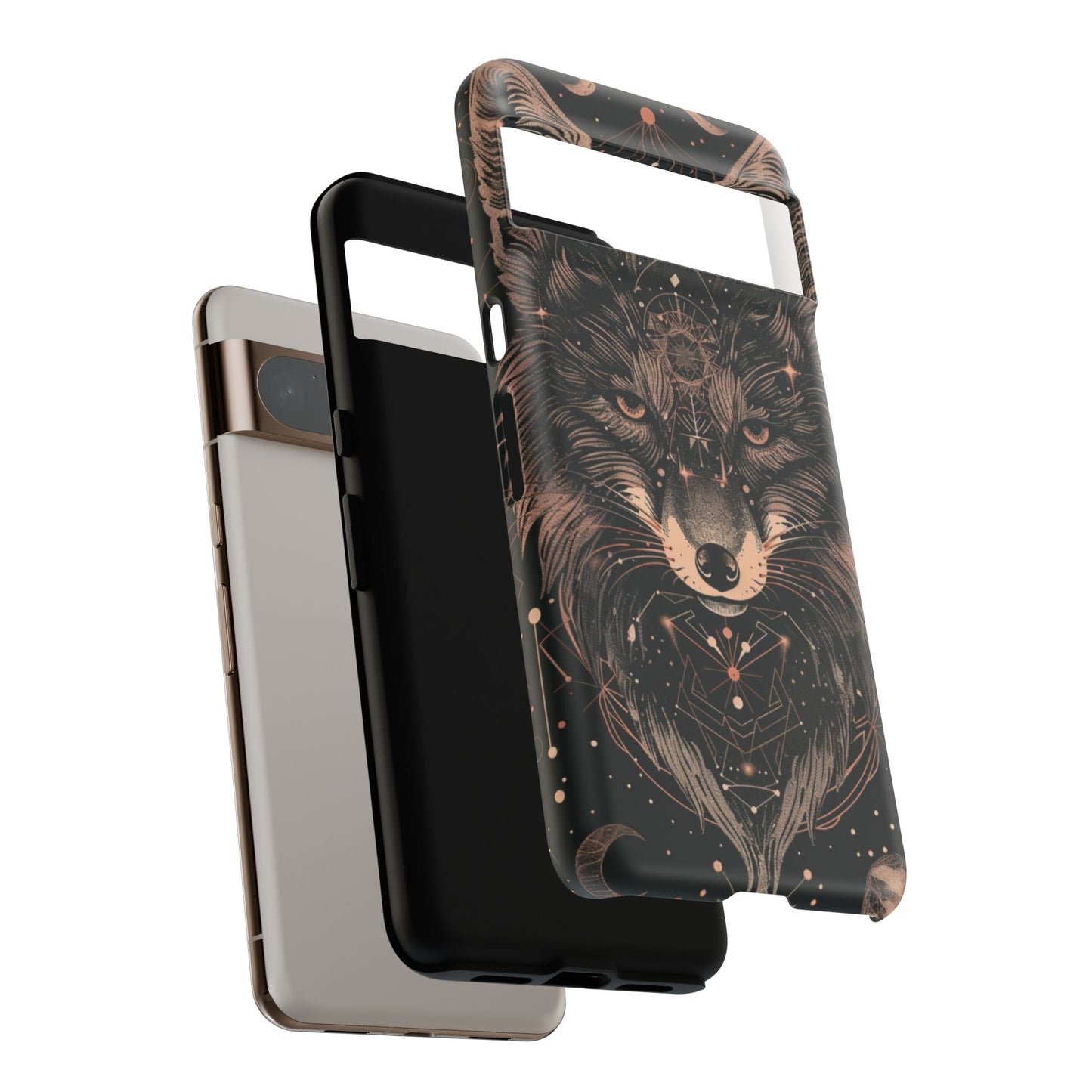Wolf Phone Case, Tough Cases for Animal Lovers, Unique Gift, Boho Style, Nature Phone Cover, Galaxy Design, Therian