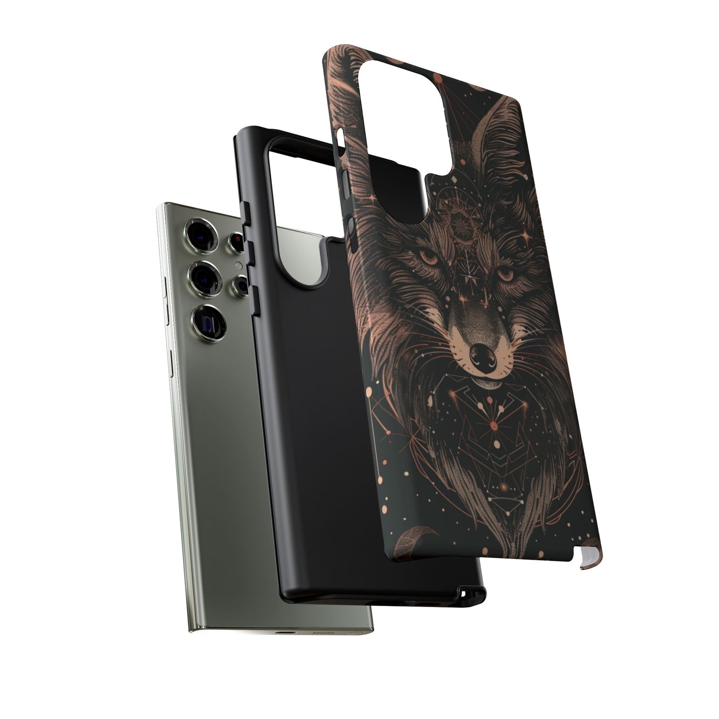 Wolf Phone Case, Tough Cases for Animal Lovers, Unique Gift, Boho Style, Nature Phone Cover, Galaxy Design, Therian