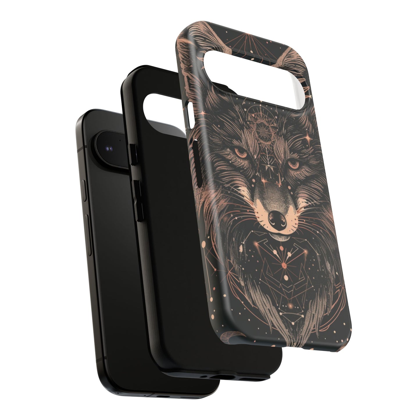 Wolf Phone Case, Tough Cases for Animal Lovers, Unique Gift, Boho Style, Nature Phone Cover, Galaxy Design, Therian