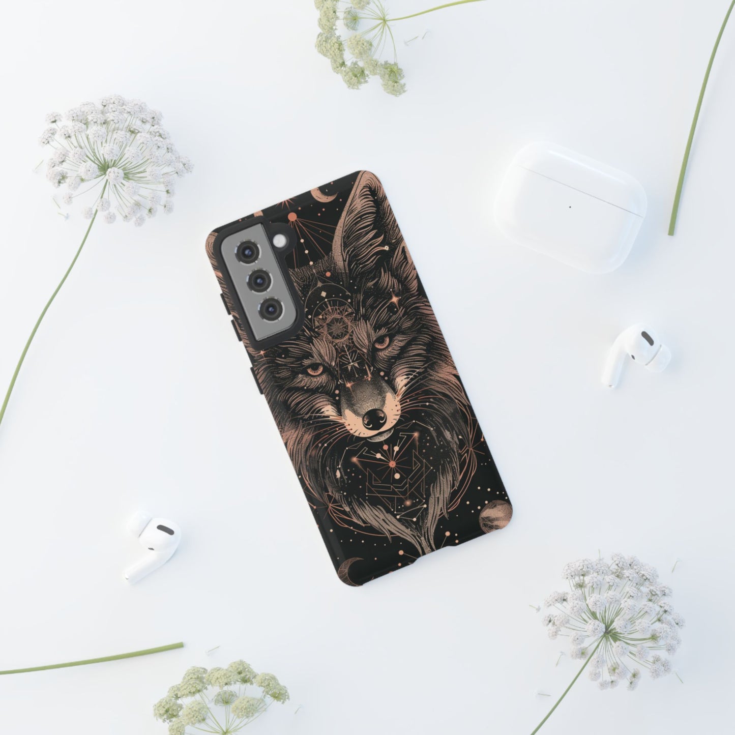 Wolf Phone Case, Tough Cases for Animal Lovers, Unique Gift, Boho Style, Nature Phone Cover, Galaxy Design, Therian