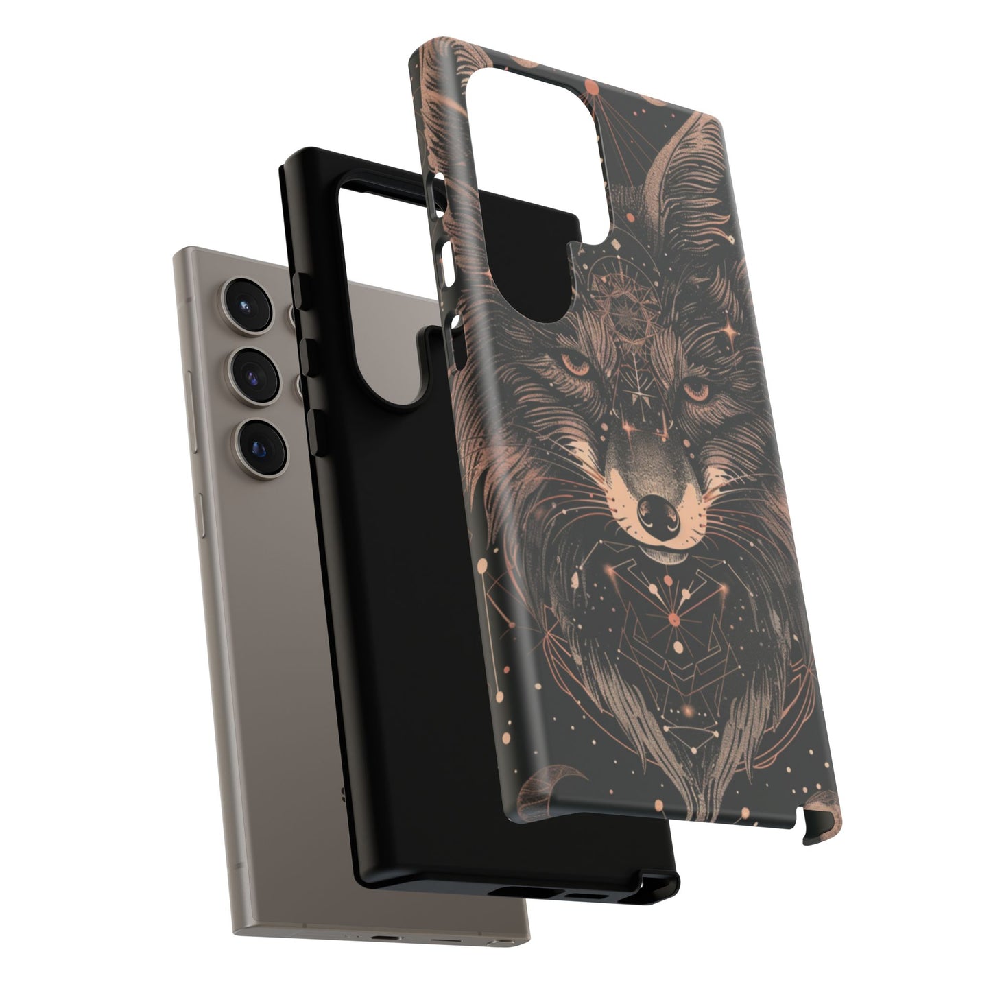 Wolf Phone Case, Tough Cases for Animal Lovers, Unique Gift, Boho Style, Nature Phone Cover, Galaxy Design, Therian
