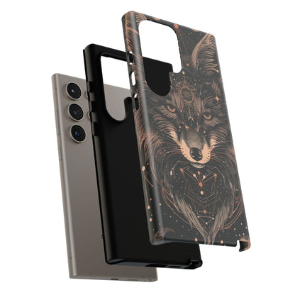Wolf Phone Case, Tough Cases for Animal Lovers, Unique Gift, Boho Style, Nature Phone Cover, Galaxy Design, Therian
