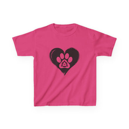 Therian Gear, Kids Tee, Therian Delta Symbol Paw Print Heart Design - Children's T-Shirt, Kid's Shirt, Youth Top, Cute Tee