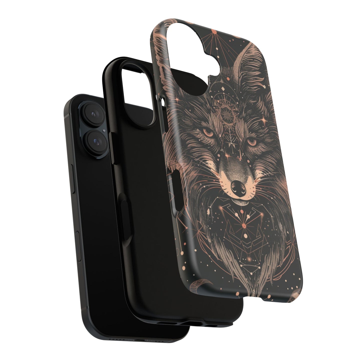 Wolf Phone Case, Tough Cases for Animal Lovers, Unique Gift, Boho Style, Nature Phone Cover, Galaxy Design, Therian