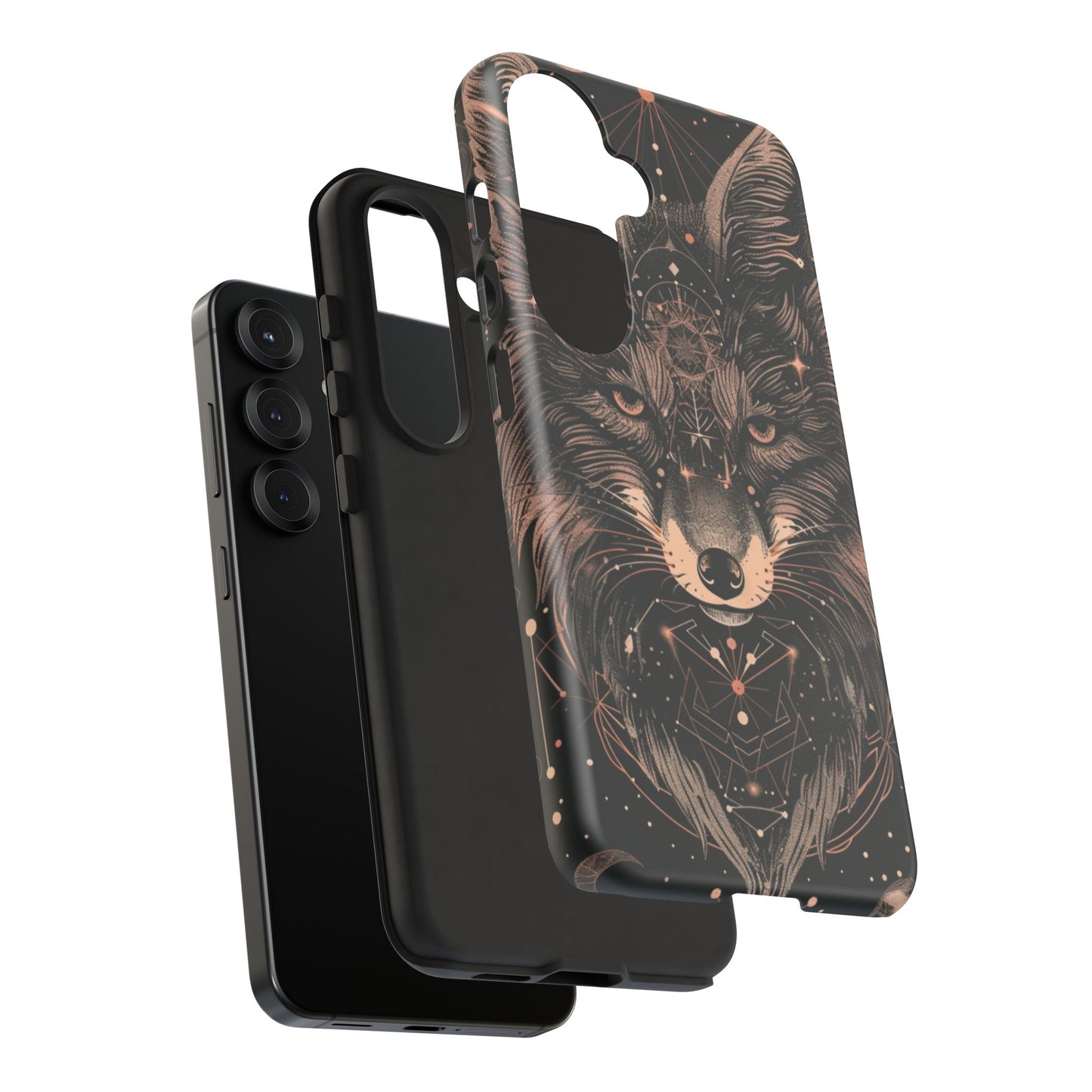 Wolf Phone Case, Tough Cases for Animal Lovers, Unique Gift, Boho Style, Nature Phone Cover, Galaxy Design, Therian
