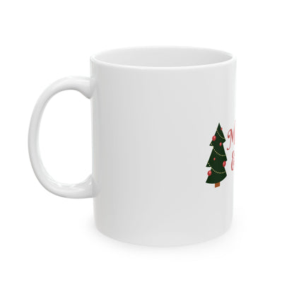 Merry And Bright Christmas Tree Ceramic Mug, 11oz