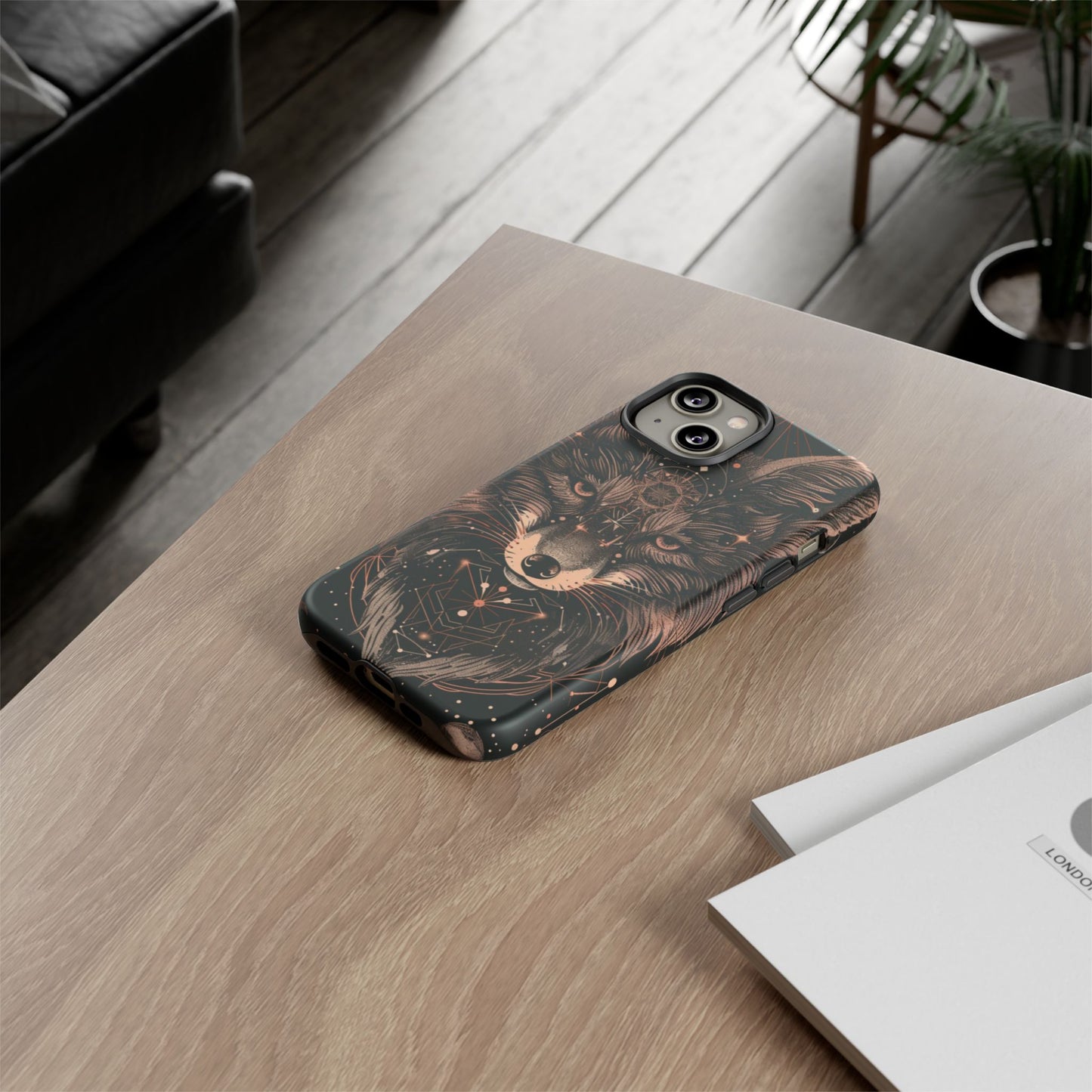 Wolf Phone Case, Tough Cases for Animal Lovers, Unique Gift, Boho Style, Nature Phone Cover, Galaxy Design, Therian