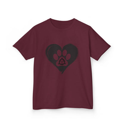 Therian Gear, Kids Tee, Therian Delta Symbol Paw Print Heart Design - Children's T-Shirt, Kid's Shirt, Youth Top, Cute Tee