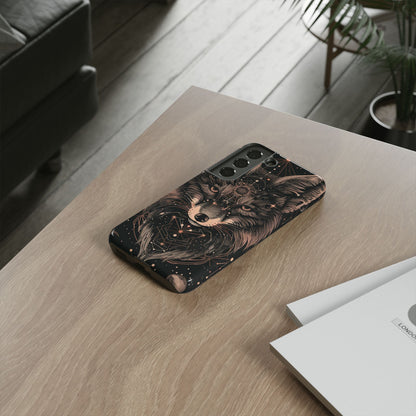 Wolf Phone Case, Tough Cases for Animal Lovers, Unique Gift, Boho Style, Nature Phone Cover, Galaxy Design, Therian