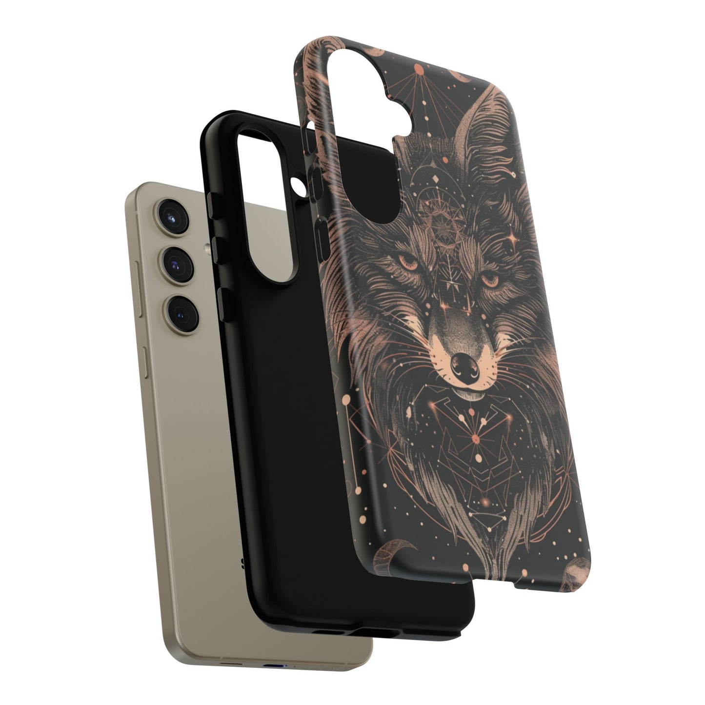 Wolf Phone Case, Tough Cases for Animal Lovers, Unique Gift, Boho Style, Nature Phone Cover, Galaxy Design, Therian