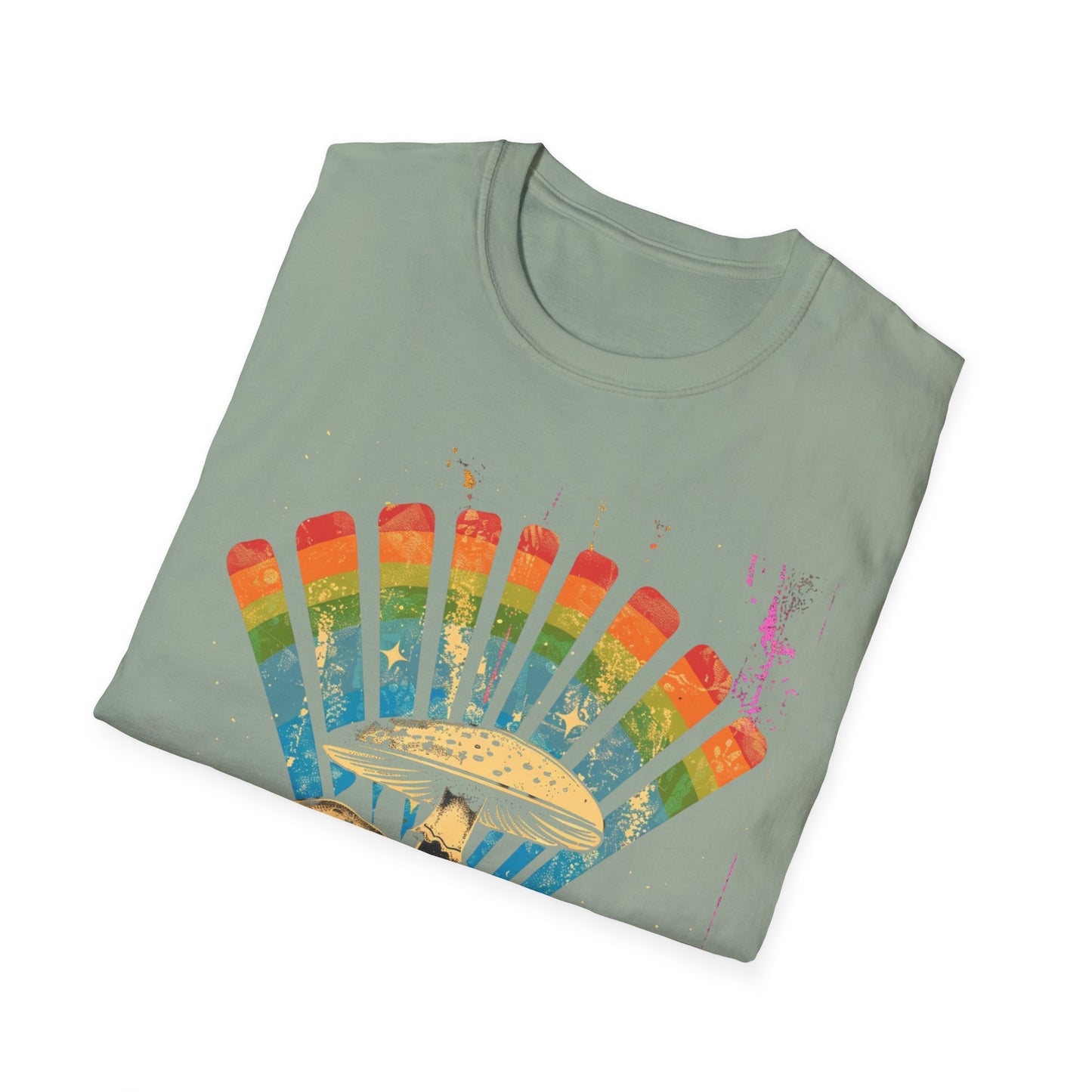 Vintage T-Shirt, Rainbow Mushroom Unisex Soft Style T-Shirt, Boho Tee, Psychedelic Shirt, Festival Wear, Nature Lover Gift