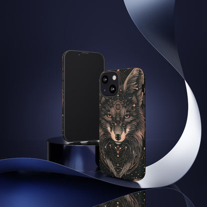 Wolf Phone Case, Tough Cases for Animal Lovers, Unique Gift, Boho Style, Nature Phone Cover, Galaxy Design, Therian