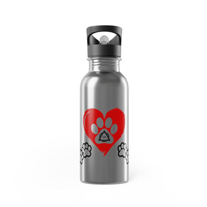 Therian Gear, Water Bottle, therian symbol in a heart design - Stainless Steel Tumbler, Cup with Straw, 20oz