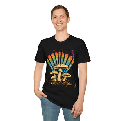 Vintage T-Shirt, Rainbow Mushroom Unisex Soft Style T-Shirt, Boho Tee, Psychedelic Shirt, Festival Wear, Nature Lover Gift