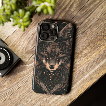 Wolf Phone Case, Tough Cases for Animal Lovers, Unique Gift, Boho Style, Nature Phone Cover, Galaxy Design, Therian
