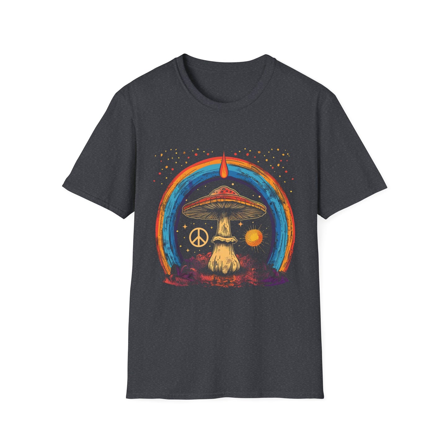 Vintage Inspired Shirt, Psychedelic Mushroom Peace T-Shirt, Unisex Tee, Bohemian Style Apparel, Festival Outfit, Gift