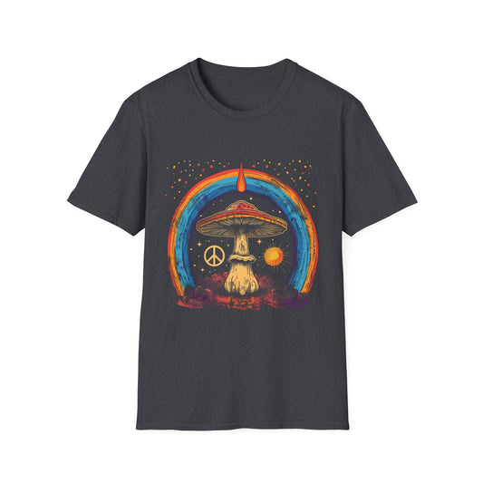 Vintage Inspired Shirt, Psychedelic Mushroom Peace T-Shirt, Unisex Tee, Bohemian Style Apparel, Festival Outfit, Gift