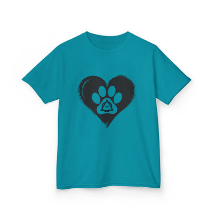 Therian Gear, Kids Tee, Therian Delta Symbol Paw Print Heart Design - Children's T-Shirt, Kid's Shirt, Youth Top, Cute Tee