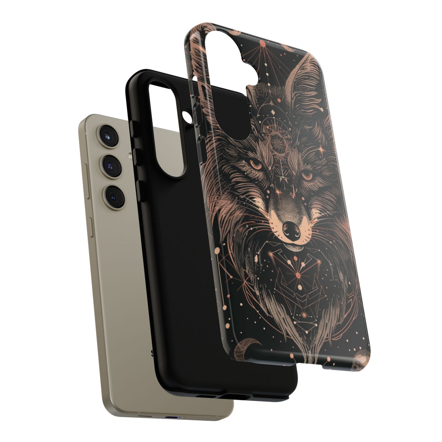 Wolf Phone Case, Tough Cases for Animal Lovers, Unique Gift, Boho Style, Nature Phone Cover, Galaxy Design, Therian