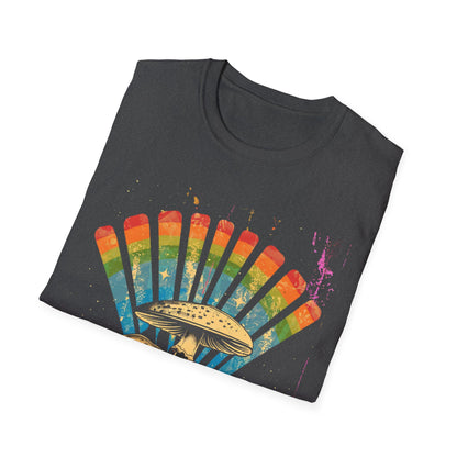 Vintage T-Shirt, Rainbow Mushroom Unisex Soft Style T-Shirt, Boho Tee, Psychedelic Shirt, Festival Wear, Nature Lover Gift