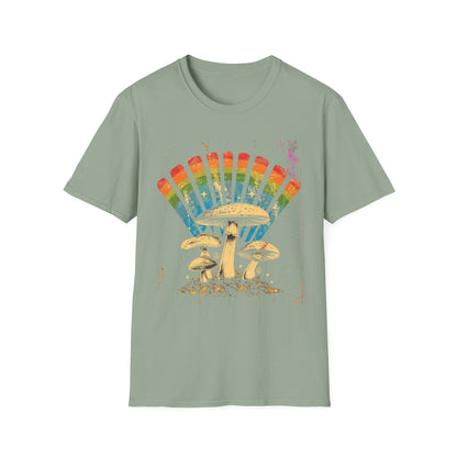 Vintage T-Shirt, Rainbow Mushroom Unisex Soft Style T-Shirt, Boho Tee, Psychedelic Shirt, Festival Wear, Nature Lover Gift