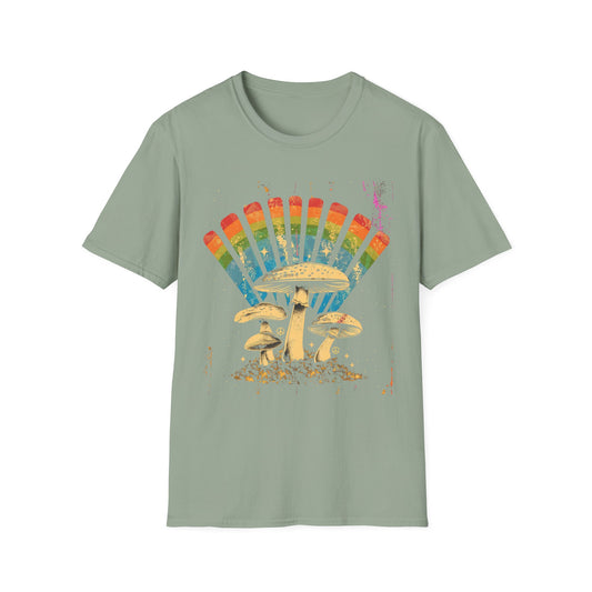Vintage T-Shirt, Rainbow Mushroom Unisex Soft Style T-Shirt, Boho Tee, Psychedelic Shirt, Festival Wear, Nature Lover Gift