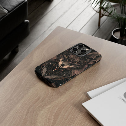 Wolf Phone Case, Tough Cases for Animal Lovers, Unique Gift, Boho Style, Nature Phone Cover, Galaxy Design, Therian