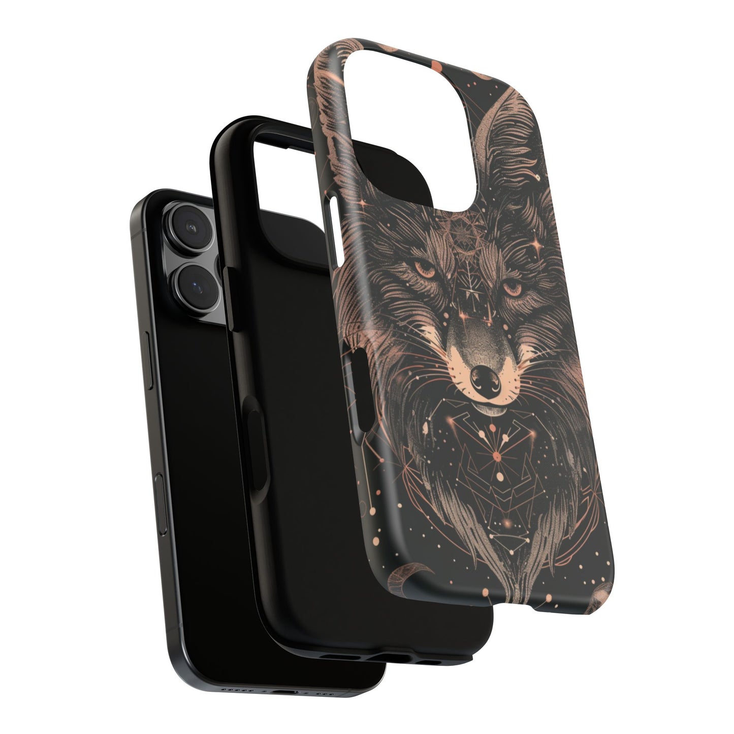 Wolf Phone Case, Tough Cases for Animal Lovers, Unique Gift, Boho Style, Nature Phone Cover, Galaxy Design, Therian