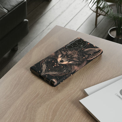 Wolf Phone Case, Tough Cases for Animal Lovers, Unique Gift, Boho Style, Nature Phone Cover, Galaxy Design, Therian